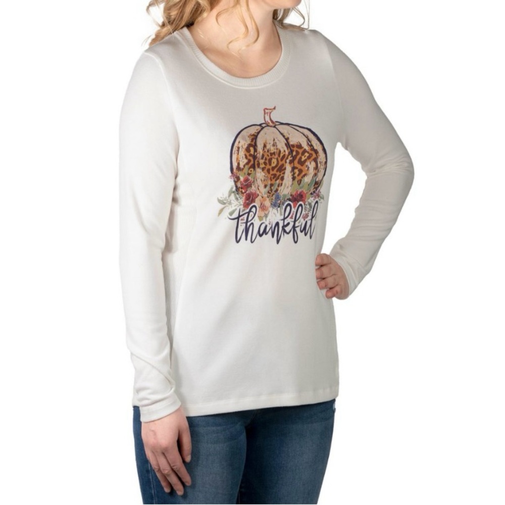NWT Modern Canvas Thankful Pumpkin Graphic Long Sleeve Tee Extra Large (XL) Fall